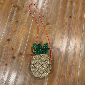CREWCUTS J.Crew Gold Glitter Pineapple Crossbody Bag Little Girls Purse Kids